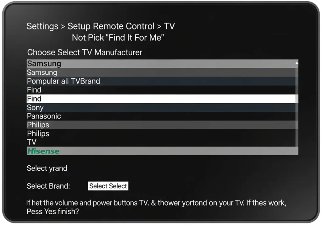 Manual Setup Using TV Brand